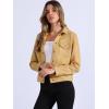 imageAllegra K Womens TurnDown Collar Flap Pockets Snap Button Faux Suede JacketLight Yellow
