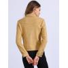 imageAllegra K Womens TurnDown Collar Flap Pockets Snap Button Faux Suede JacketLight Yellow