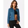 imageAllegra K Womens TurnDown Collar Flap Pockets Snap Button Faux Suede JacketPeacock Blue