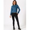 imageAllegra K Womens TurnDown Collar Flap Pockets Snap Button Faux Suede JacketPeacock Blue