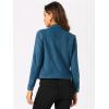 imageAllegra K Womens TurnDown Collar Flap Pockets Snap Button Faux Suede JacketPeacock Blue