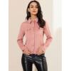 imageAllegra K Womens TurnDown Collar Flap Pockets Snap Button Faux Suede JacketPink