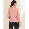 imageAllegra K Womens TurnDown Collar Flap Pockets Snap Button Faux Suede JacketPink