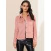 imageAllegra K Womens TurnDown Collar Flap Pockets Snap Button Faux Suede JacketPink