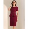 imageAllegra K Womens Work Sheath Dresses Crewneck Pencil Business Peplum DressBurgundy