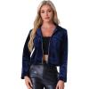 imageAllegra K Cropped Velvet Jacket for Womens 2024 Fall Winter Long Sleeve Zip Up Casual JacketsRoyal Blue