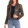 imageAllegra K Faux Leather Jacket for Womens Motorcycle Moto Biker Coat Casual Cropped PU Leather JacketsBrown