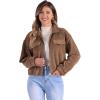 imageAllegra K Fuzzy Short Jacket for Womens Stand Collar Long Sleeve Casual Crop CoatBrown