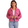 imageAllegra K Fuzzy Short Jacket for Womens Stand Collar Long Sleeve Casual Crop CoatHot Pink