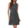 imageAllegra K Tweed Dress for Womens Elegant Plaid Sleeveless Summer Business Casual Above The Knee DressesBlack Silver