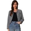 imageAllegra K Tweed Jacket for Womens Long Sleeve Casual Work Office Plaid Short OutwearBlack Grey