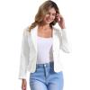 imageAllegra K Women Cropped Jean Jacket Long Sleeve Collarless One Button Lightweight Stretchy Fitted Denim Shacket JacketsBeige
