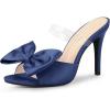 imageAllegra K Womens Bow Sandal Stiletto Heels Mules Heel SandalsNavy Blue