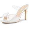 imageAllegra K Womens Bow Sandal Stiletto Heels Mules Heel SandalsWhite