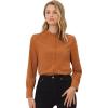 imageAllegra K Womens Button Down Office Top Long Sleeve Formal Mandarin Collar ShirtOrange