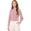 imageAllegra K Womens Button Down Office Top Long Sleeve Formal Mandarin Collar ShirtPink