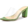 imageAllegra K Womens Clear Chunky Heel Slides Sandals MulesGreen