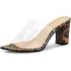 imageAllegra K Womens Clear Chunky Heel Slides Sandals MulesLeopard