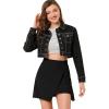 imageAllegra K Womens Denim Jackets 2025 Casual Button Down Long Sleeves Crop Jean JacketBlack