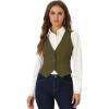 imageAllegra K Womens Denim Jakcet Sleeveless V Neck Button Down Casual Jean Waistcoat VestArmy Green