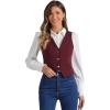 imageAllegra K Womens Denim Jakcet Sleeveless V Neck Button Down Casual Jean Waistcoat VestWine Red