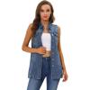 imageAllegra K Womens Denim Vest Sleeveless Button Down Waistcoat Casual Long Jean VestsBlue
