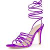 imageAllegra K Womens Lace Up Stiletto Heel Strappy SandalsPurple