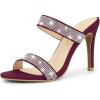imageAllegra K Womens Open Toe Stiletto Heel Rhinestone Mules Burgundy Sandals 10 M US