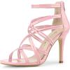 imageAllegra K Womens Open Toe Strappy Stiletto Heel Lace Up SandalsPink