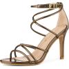 imageAllegra K Womens Open Toe Strappy Straps Stiletto Heel Brown Sandals 10 M US