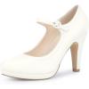 imageAllegra K Womens Platform Round Toe Ankle Strap Mary Jane Shoes Pump Stiletto Heel PumpsWhite