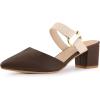 imageAllegra K Womens Pointed Toe Chunky Heel Dress Mules Brown Pumps 9 M US