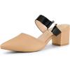 imageAllegra K Womens Pointed Toe Chunky Heel Dress Mules Khaki Pumps 5 M US