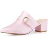 imageAllegra K Womens Pointed Toe Chunky Heel Pink Mules Shoes 6 M US