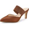 imageAllegra K Womens Pointed Toe Elastic Strap Stiletto Heels MulesBrown