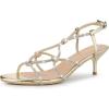 imageAllegra K Womens Rhinestone Strappy Slingback Kitten Heel SandalsGold