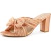 imageAllegra K Womens Slip on Pleated Bow Heels Chunky Heel Slouches Slides SandalsRose Gold