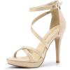 imageAllegra K Womens Strappy Platform Stiletto Heels SandalsBeige
