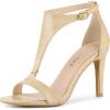 imageAllegra K Womens T Strap Open Toe Stiletto Heel SandalsBeige