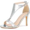 imageAllegra K Womens T Strap Open Toe Stiletto Heel SandalsSilver