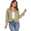 imageAllegra K Womens TurnDown Collar Flap Pockets Snap Button Faux Suede JacketLight Green