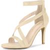 imageAllegra K Womens Zipper Ankle Strap Stiletto Heel SandalsBeige
