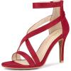 imageAllegra K Womens Zipper Ankle Strap Stiletto Heel SandalsRed
