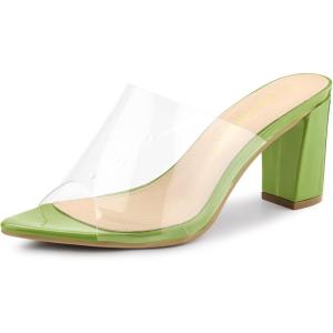 imageAllegra K Womens Clear Chunky Heel Slides Sandals MulesLight Green