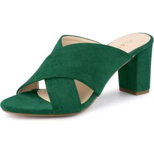 imageAllegra K Womens Crisscross Strap Block Heel Slide SandalsGreen