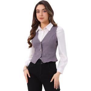 imageAllegra K Womens Denim Jakcet Sleeveless V Neck Button Down Casual Jean Waistcoat VestGray