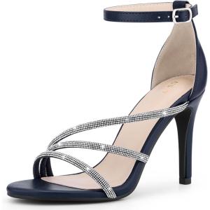 imageAllegra K Womens Open Toe Rhinestone Strappy Stiletto Heels SandalsNavy Blue