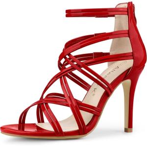 imageAllegra K Womens Open Toe Strappy Stiletto Heel Lace Up SandalsRed