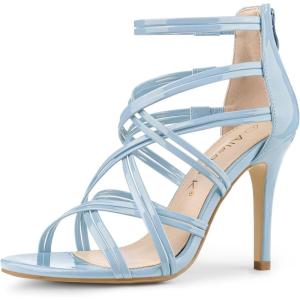 imageAllegra K Womens Open Toe Strappy Stiletto Heel Lace Up SandalsSky Blue