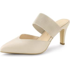imageAllegra K Womens Pointed Toe Elastic Strap Stiletto Heels MulesBeige